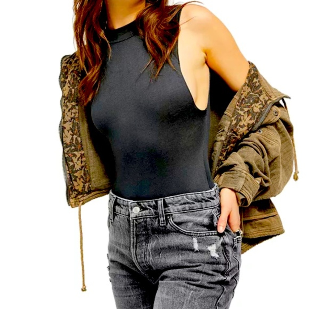 NWT Free People Muscle Beach Bodysuit XS black